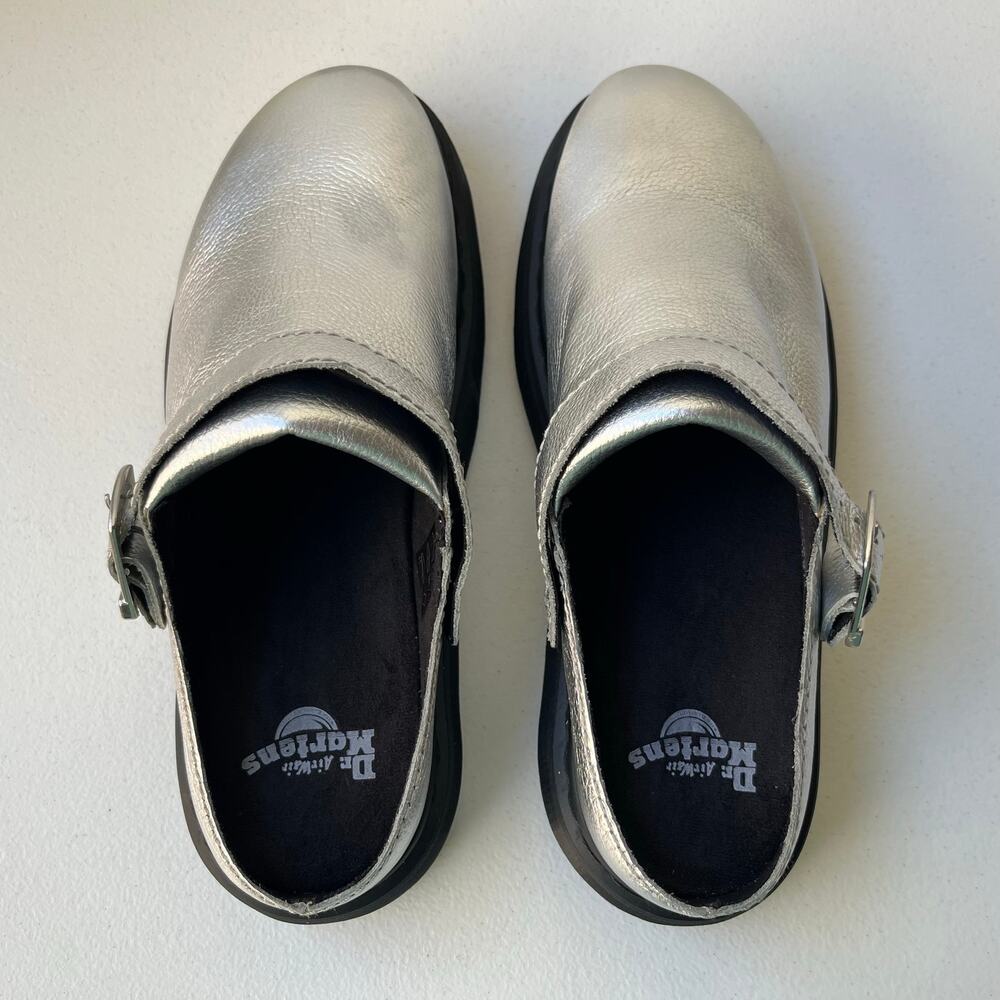 Dr Martens Laketen Slingback Mules Leather Clogs Men Size 12 Metallic Silver NEW - Picture 12 of 13